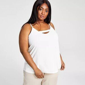 NWT Bar III Trendy Zip-Back Tank Blouse White - Size 3X